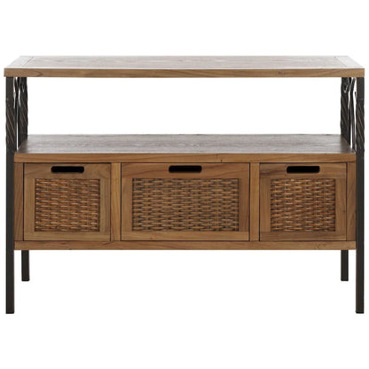 SAFAVIEH Tamuita Antique Pewter Dark Walnut Finish Console Table - 36 x 13.8 x 24.8 - 36Wx14Dx25H