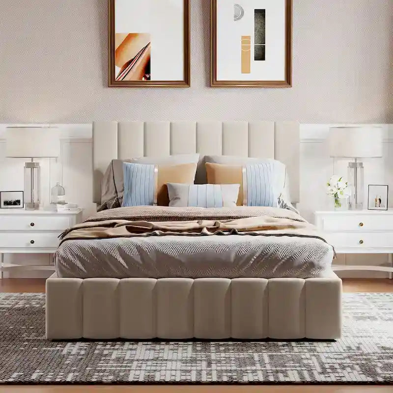 Full/Queen Upholstered Platform Bed with Lift Up Storage