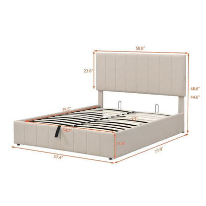 Full/Queen Upholstered Platform Bed with Lift Up Storage