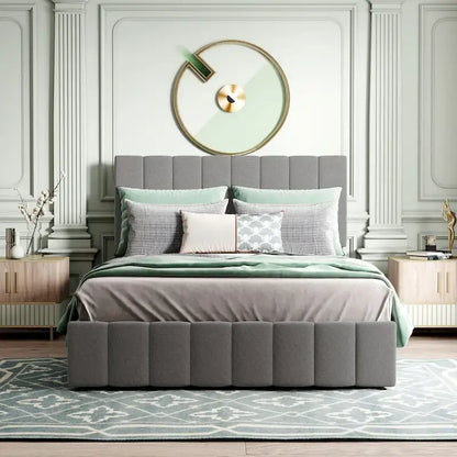 Full/Queen Upholstered Platform Bed with Lift Up Storage