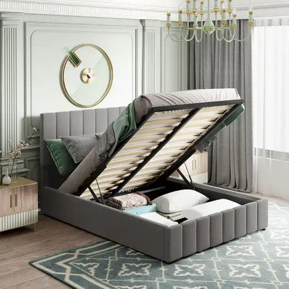 Full/Queen Upholstered Platform Bed with Lift Up Storage
