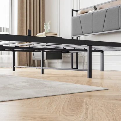 Storage Headboard Metal Bed Frame with 2 Drawers