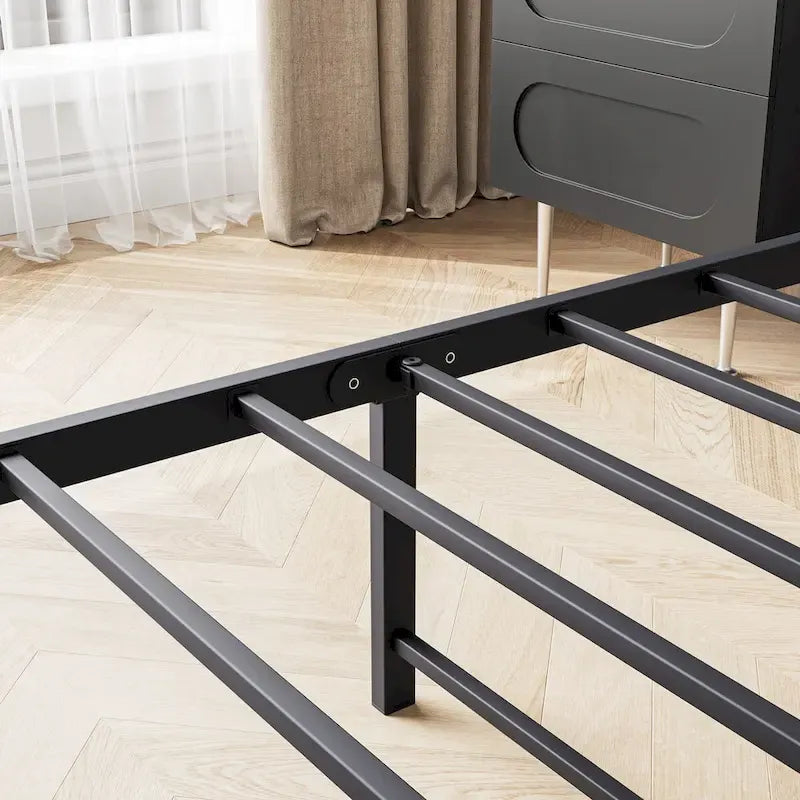 Storage Headboard Metal Bed Frame with 2 Drawers