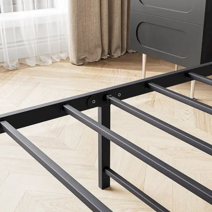 Storage Headboard Metal Bed Frame with 2 Drawers