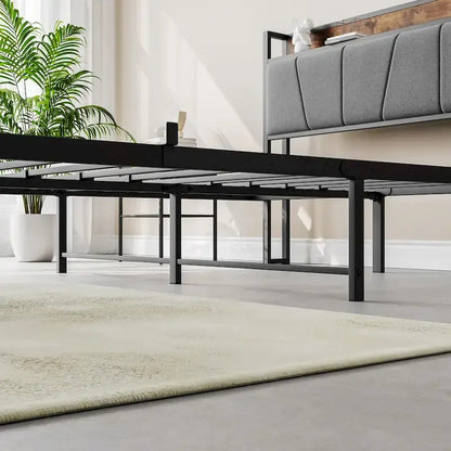 Storage Headboard Metal Bed Frame with 2 Drawers