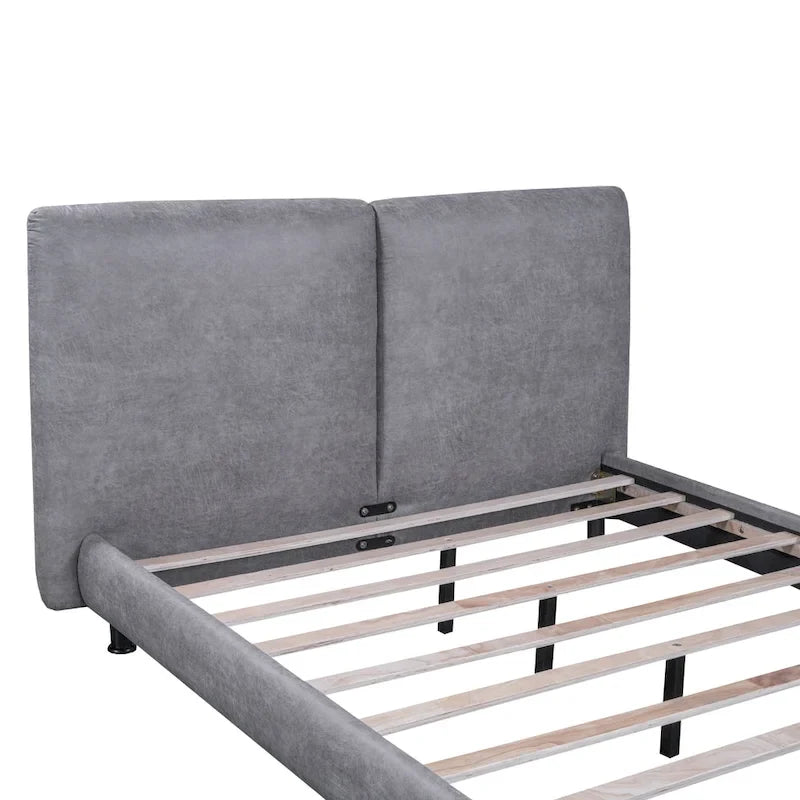Queen Size Platform Bed with Two Large Headrests