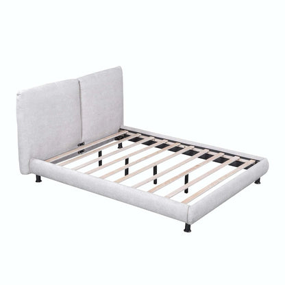 Queen Size Platform Bed with Two Large Headrests