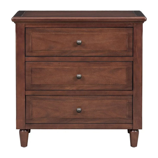 3-Drawer Nightstand Storage Wood Cabinet