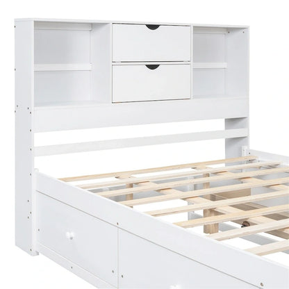 King Size Platform Bed with Storage Headboard and 8 Drawers