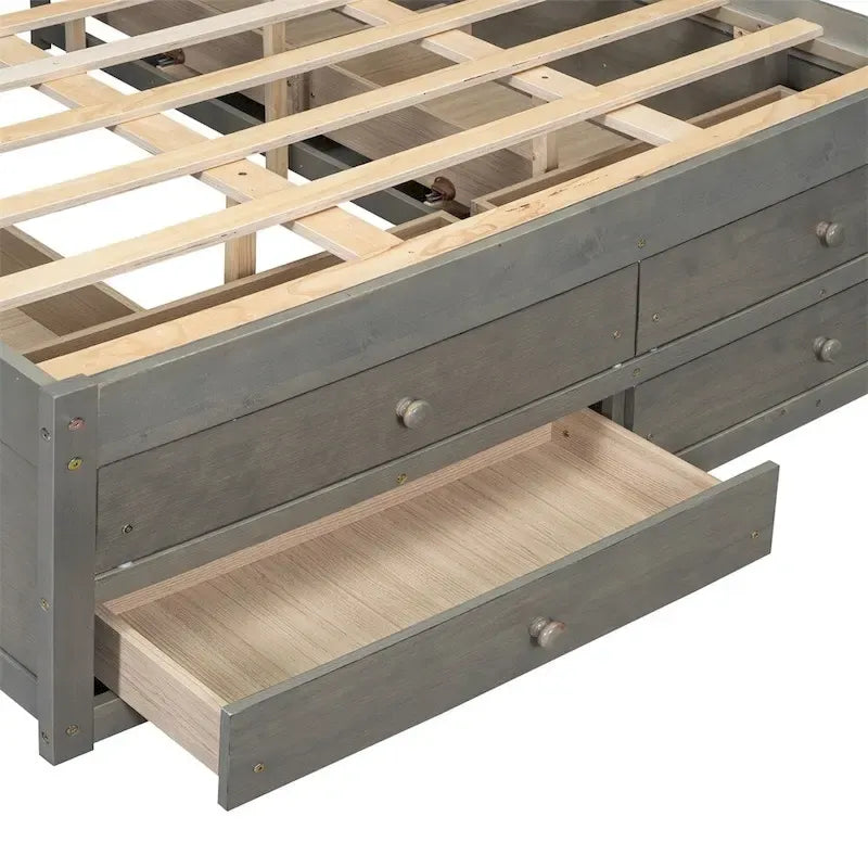 King Size Platform Bed with Storage Headboard and 8 Drawers