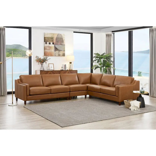 Hydeline Bella Top Grain Leather L Shape Sectional Sofa