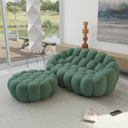3D Honeycomb Fabric Upholstered Bubble Sofa Modern Loveseat with Ottoman