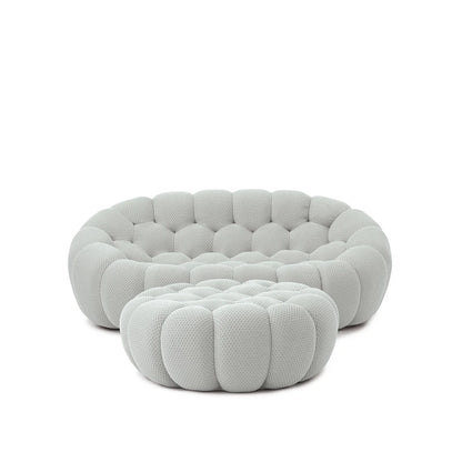 3D Honeycomb Fabric Upholstered Bubble Sofa Modern Loveseat with Ottoman