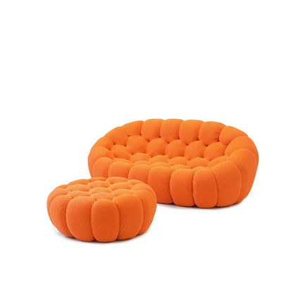 3D Honeycomb Fabric Upholstered Bubble Sofa Modern Loveseat with Ottoman