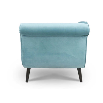 Chaise Lounge Indoor with Scroll Arms,Upholstered Chair Recliner Couch with Rolled Accent Pillow and Solid Wood Legs