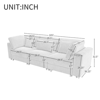 105 Sofa with Cushions and 5 Pillows