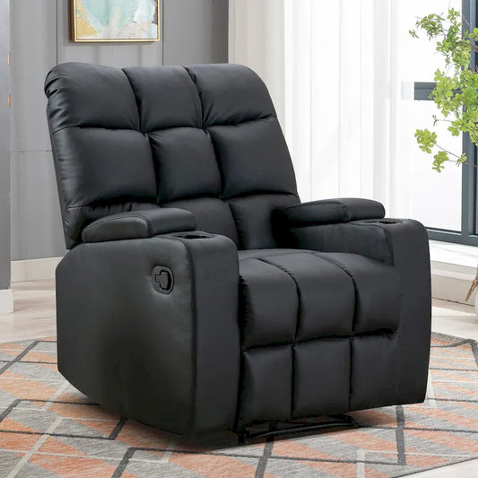 Manual Rocking Recliner Chair with Massage and Cup Holders