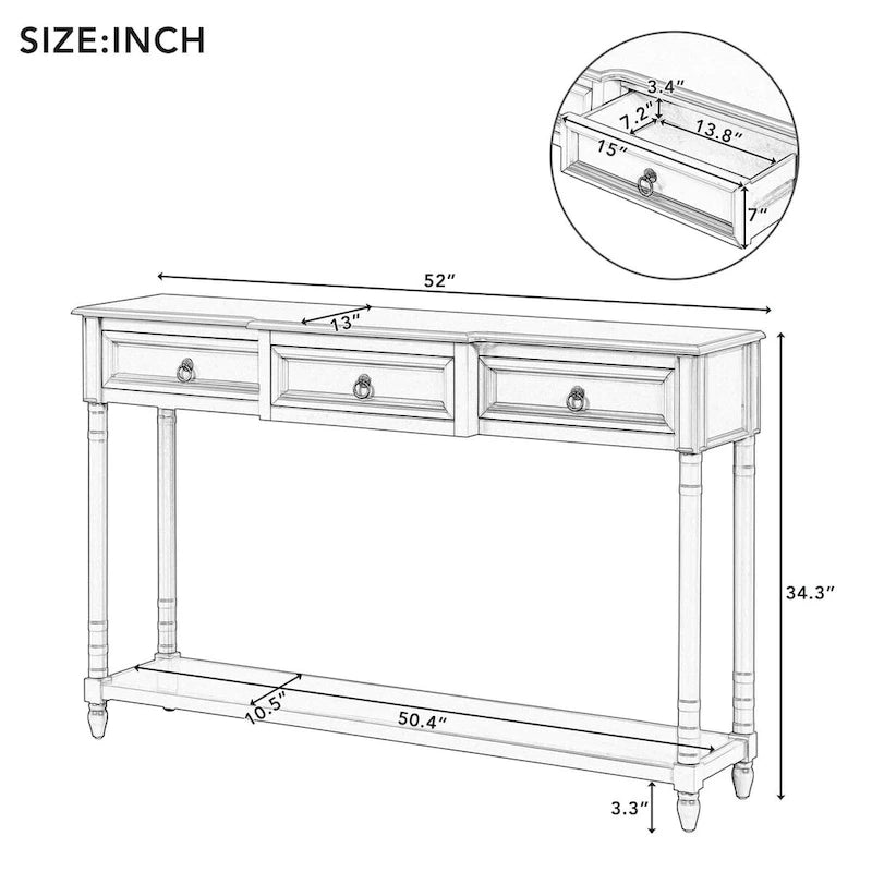 Console Table Sofa Table with Drawers for Entryway
