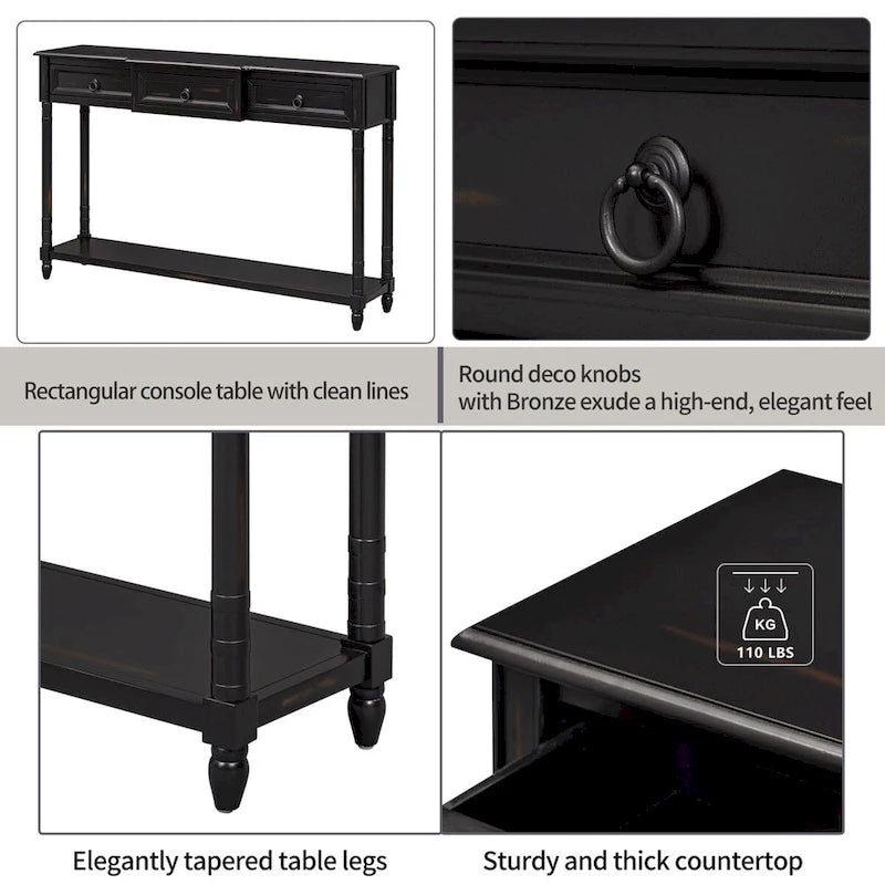Console Table Sofa Table with Drawers for Entryway