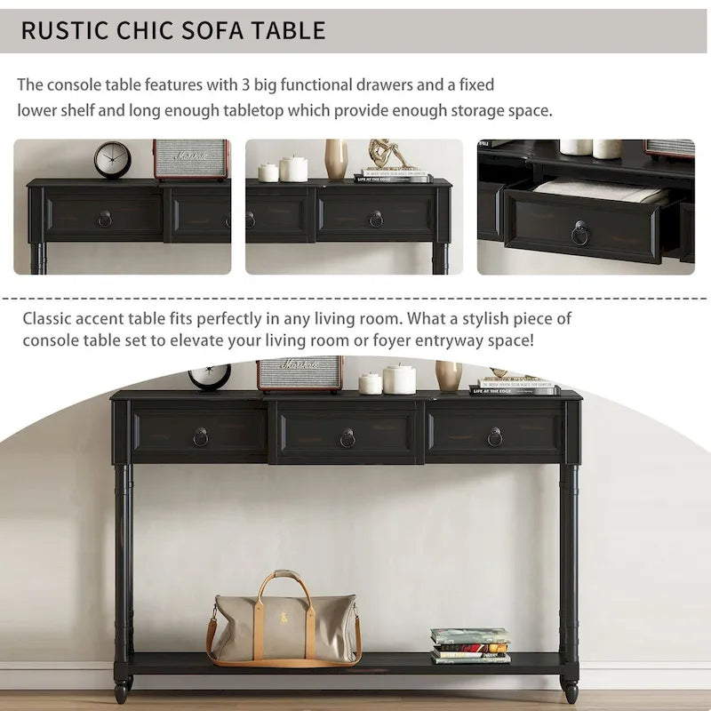 Console Table Sofa Table with Drawers for Entryway