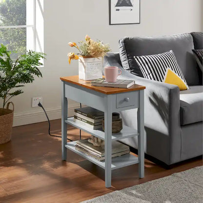 Narrow End Table with USB Charging Ports