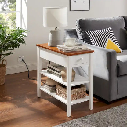 Narrow End Table with USB Charging Ports