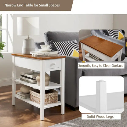 Narrow End Table with USB Charging Ports