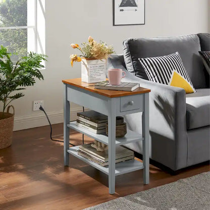 Narrow End Table with USB Charging Ports