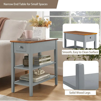 Narrow End Table with USB Charging Ports