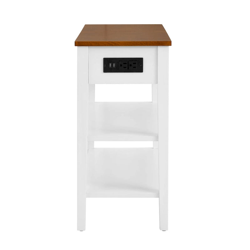 Narrow End Table with USB Charging Ports
