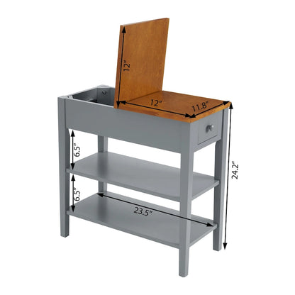 Narrow End Table with USB Charging Ports