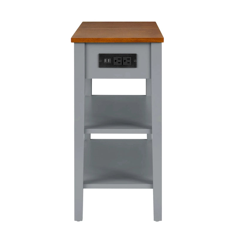 Narrow End Table with USB Charging Ports