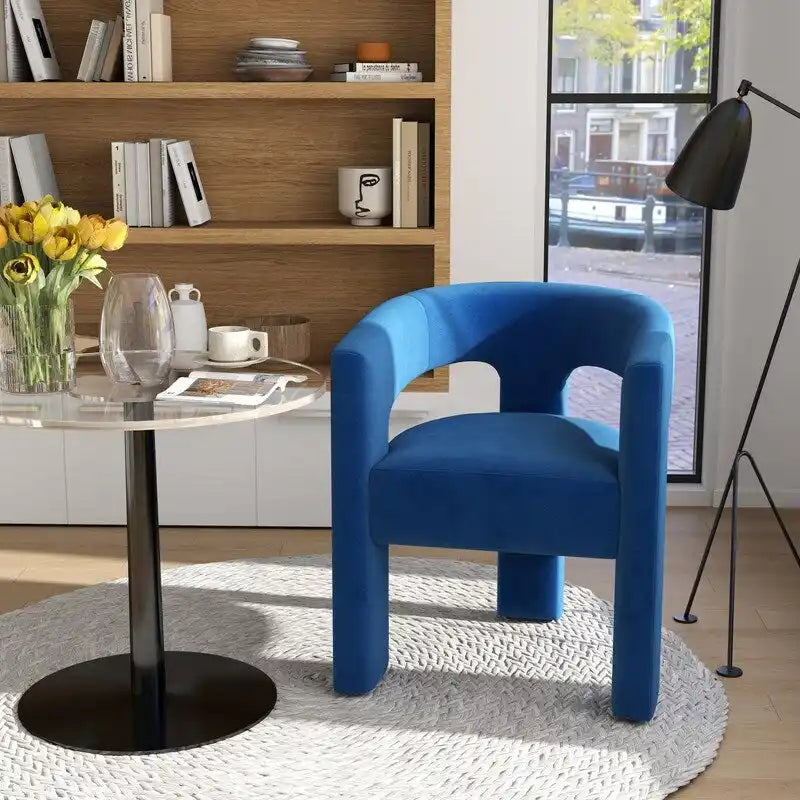 SEYNAR Modern Glam Velvet Upholstered Dining Chair, Open-Back Accent Chair
