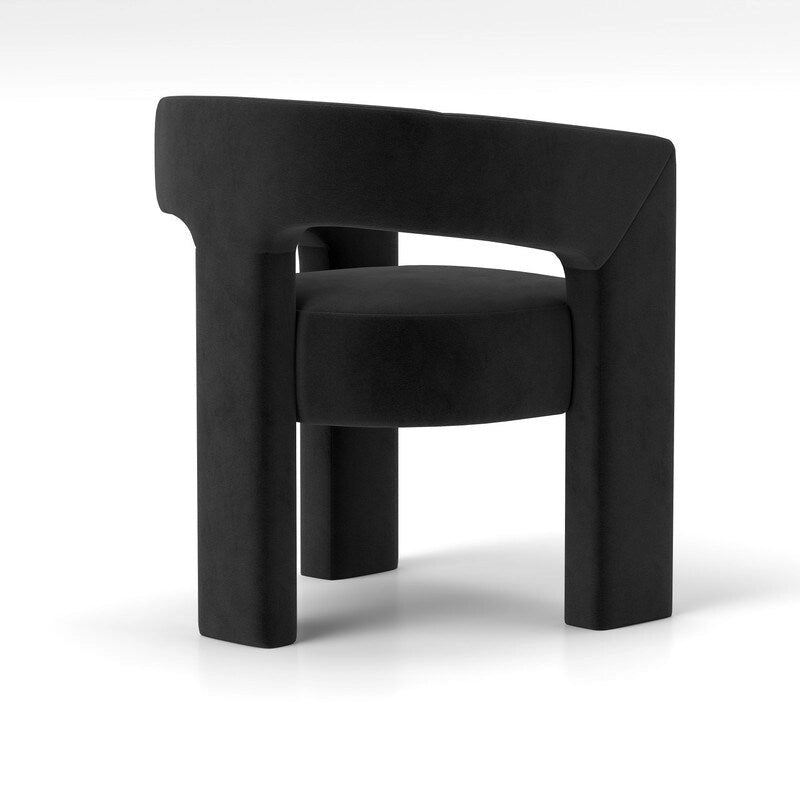 SEYNAR Modern Glam Velvet Upholstered Dining Chair, Open-Back Accent Chair