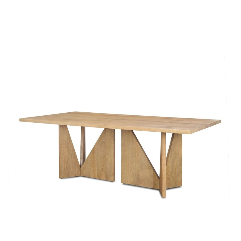 Tarro 84 Rectangular Light Brown Wood w/ Geometrical Base Dining Table - 84.0L x 42.0W x 30.0H