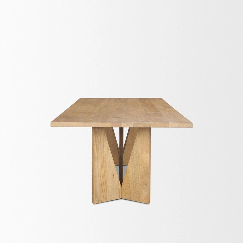 Tarro 84 Rectangular Light Brown Wood w/ Geometrical Base Dining Table - 84.0L x 42.0W x 30.0H