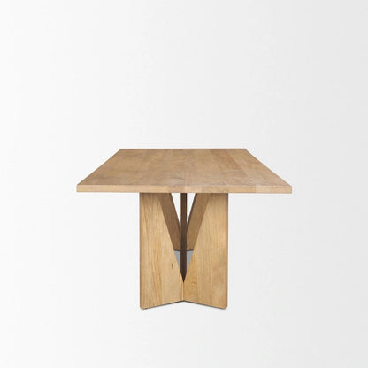 Tarro 84 Rectangular Light Brown Wood w/ Geometrical Base Dining Table - 84.0L x 42.0W x 30.0H