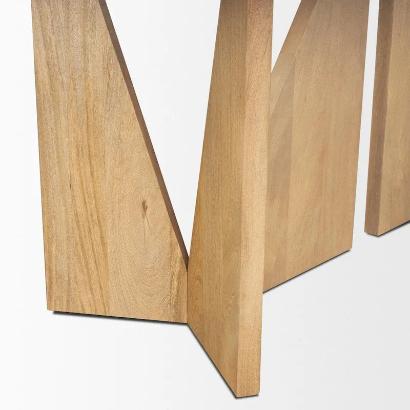 Tarro 84 Rectangular Light Brown Wood w/ Geometrical Base Dining Table - 84.0L x 42.0W x 30.0H