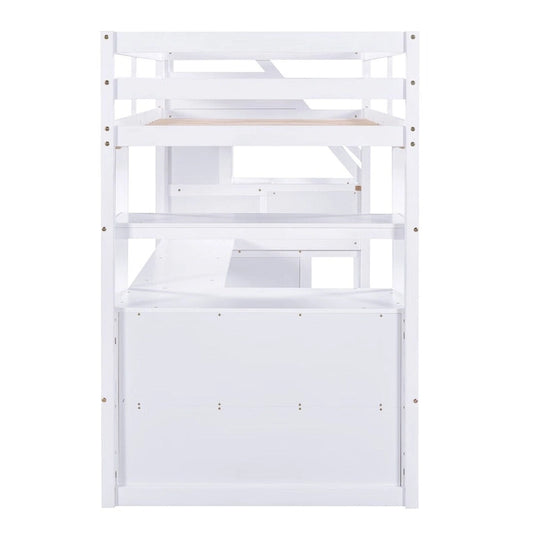 Merax Loft Bed with Desk and Shelves
