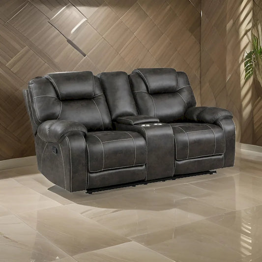 Lily 75 Inch Double Manual Recliner Loveseat, Cupholders, Brown Microfiber