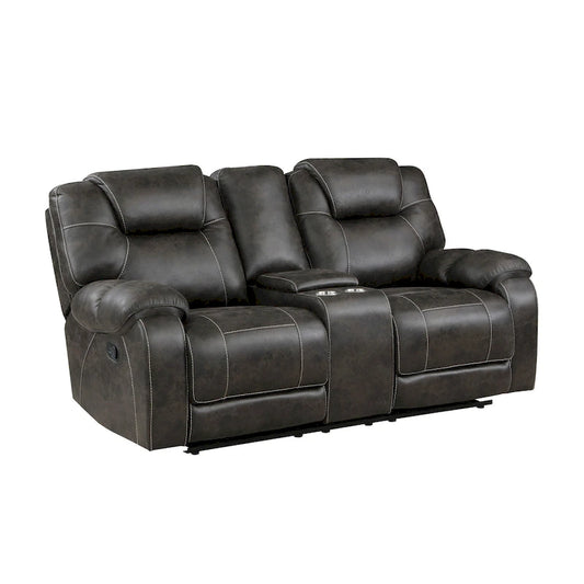 Lily 75 Inch Double Manual Recliner Loveseat, Cupholders, Brown Microfiber