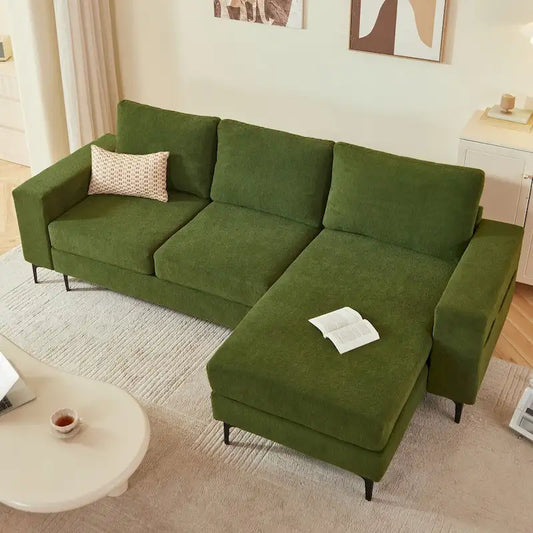 HOOOWOOO L-Shaped Upholstered Sofa Couch with Metal Legs