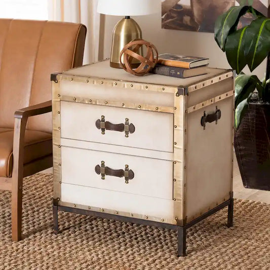 Laura Vintage Canvas End Table Trunk