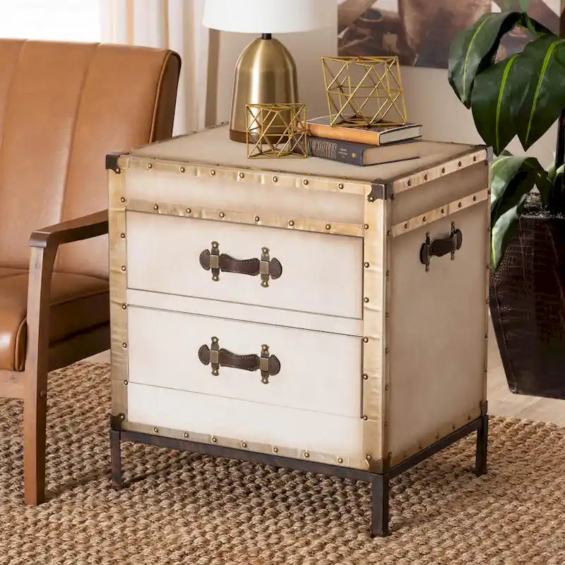 Laura Vintage Canvas End Table Trunk