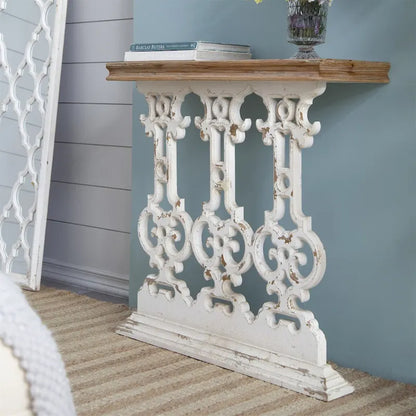 Classic Vintage White Washed Console Table