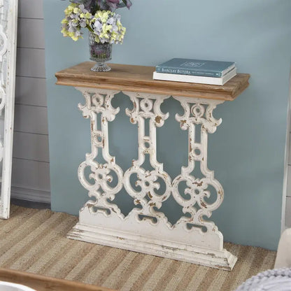 Classic Vintage White Washed Console Table