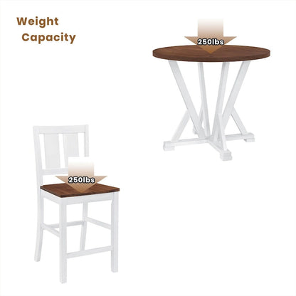 Rustic Farmhouse 5-Piece Counter Height Dining Table Set