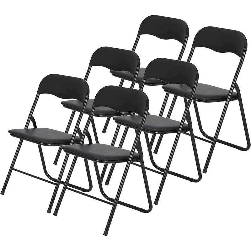 6 Folding Chairs with Cushion, with Non-Slip Feet Pads